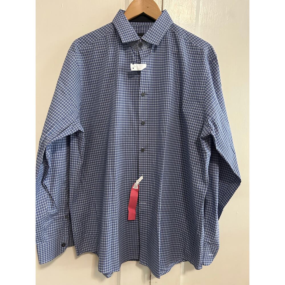 Jos A Banks Men’s Travel Tech Tailored Fit Button Down Shirt Large Blue/White